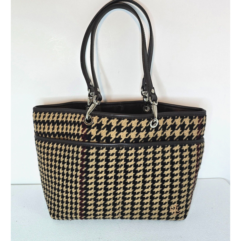 Vintage Lauren Ralph Lauren Wool Houndstooth Tote